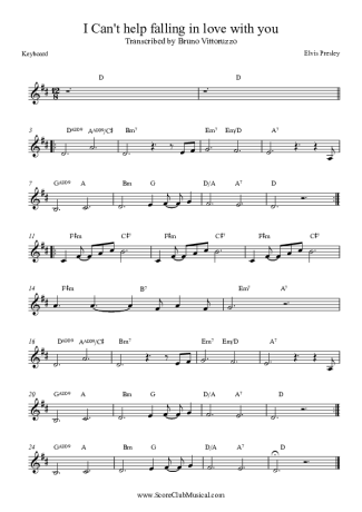 Elvis Presley I Can´t Help Falling in Love score for Keyboard