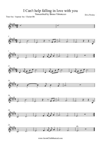 Elvis Presley  score for Tenor Saxophone Soprano (Bb)