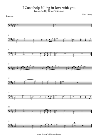 Elvis Presley I Can´t Help Falling in Love score for Trombone