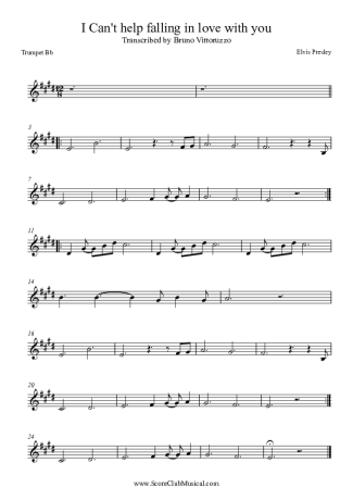 Elvis Presley I Can´t Help Falling in Love score for Trumpet