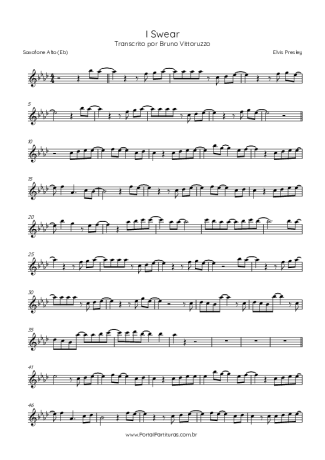 Elvis Presley I Swear score for Alto Saxophone