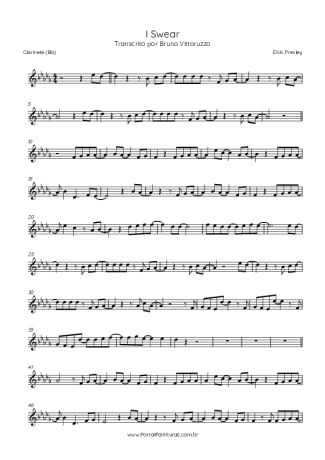 Elvis Presley I Swear score for Clarinet (Bb)