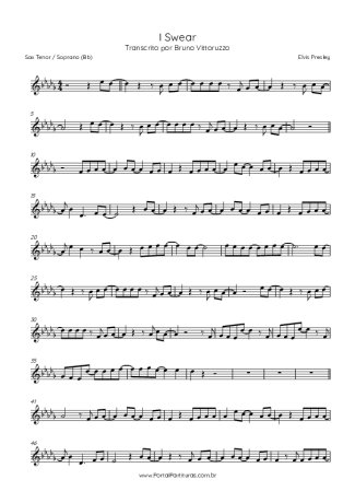 Elvis Presley I Swear score for Tenor Saxophone Soprano (Bb)
