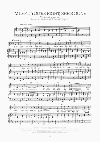 Elvis Presley Im Left Youre Right Shes Gone score for Piano
