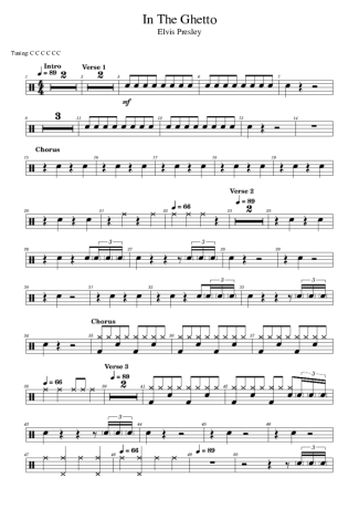 Elvis Presley In The Ghetto score for Drums