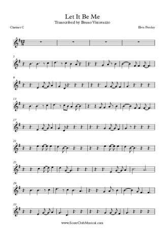 Elvis Presley Let It Be Me score for Clarinet (C)