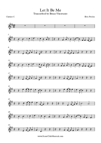 Elvis Presley  score for Clarinet (C)