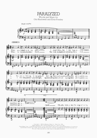 Elvis Presley Paralyzed score for Piano