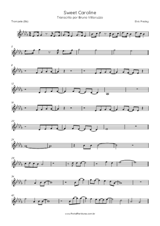 Elvis Presley Sweet Caroline score for Trumpet