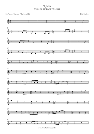 Elvis Presley Sylvia score for Tenor Saxophone Soprano (Bb)