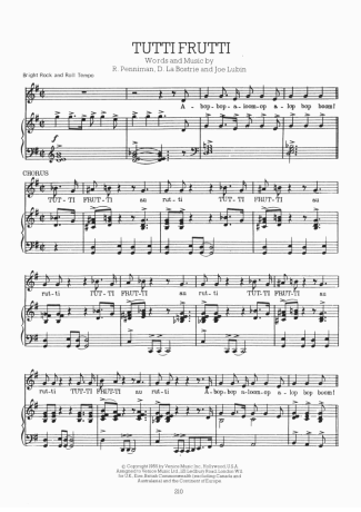 Elvis Presley Tutti Frutti score for Piano