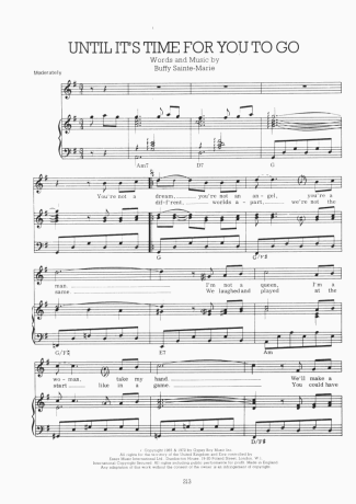 Elvis Presley Until Its Time For You To Go score for Piano