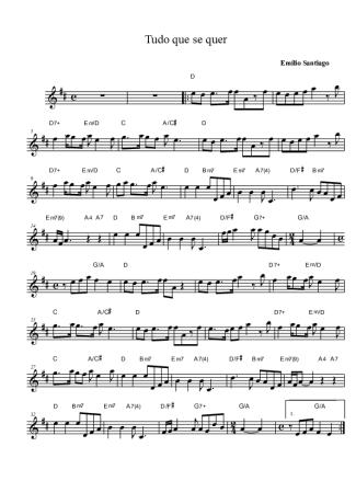 Emílio Santiago Tudo Que Se Quer score for Tenor Saxophone Soprano Clarinet (Bb)