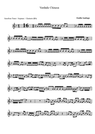 Emílio Santiago Verdade Chinesa score for Tenor Saxophone Soprano (Bb)