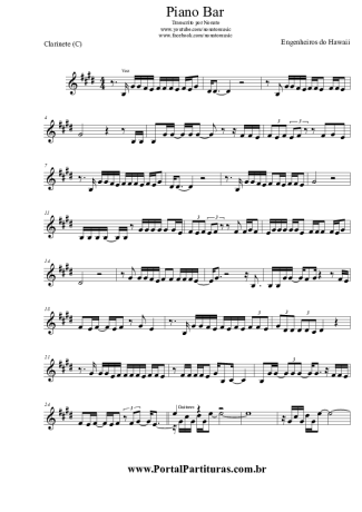 Engenheiros do Hawaii Piano Bar score for Clarinet (C)