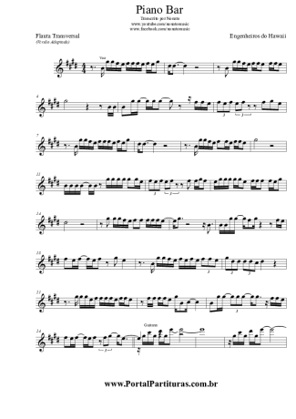 Engenheiros do Hawaii Piano Bar score for Flute