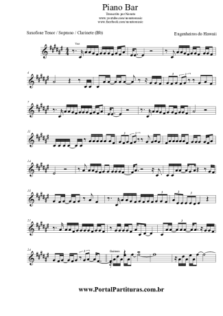 Engenheiros do Hawaii Piano Bar score for Tenor Saxophone Soprano (Bb)