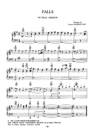 Ennio Morricone Falls score for Piano