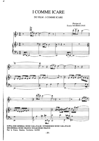 Ennio Morricone I Comme Icare score for Piano