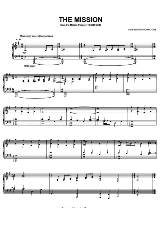 Ennio Morricone The Mission (V2) score for Piano