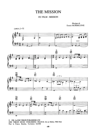 Ennio Morricone The Mission score for Piano