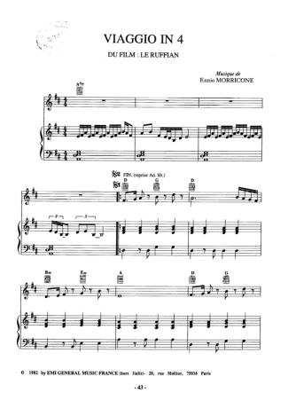 Ennio Morricone Viaggio In 4 score for Piano