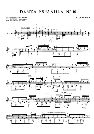 Enrique Granados Danza Española Nº10 score for Acoustic Guitar