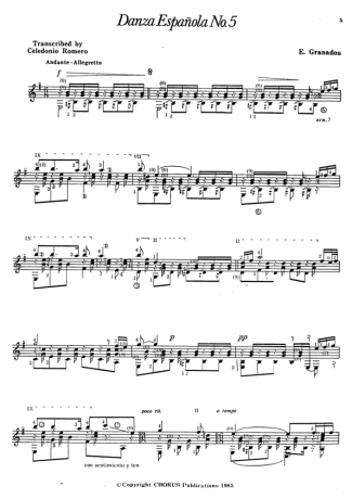 Enrique Granados Danza Española Nº5 score for Acoustic Guitar