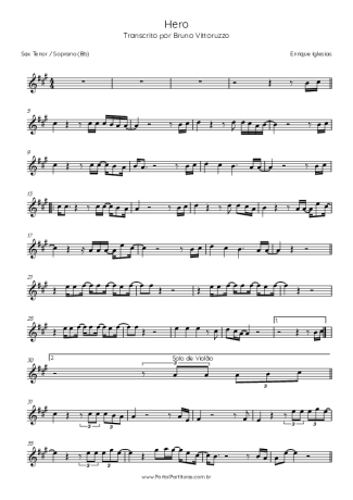 Enrique Iglesias Hero score for Tenor Saxophone Soprano (Bb)