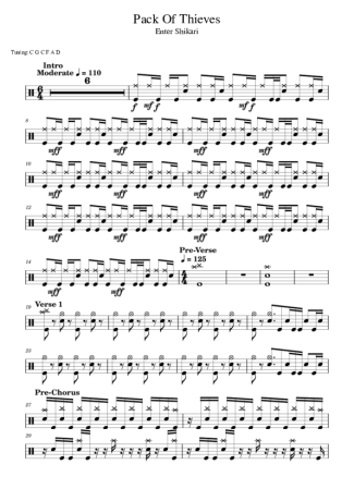 Enter Shikari Pack Of Thieves score for Drums