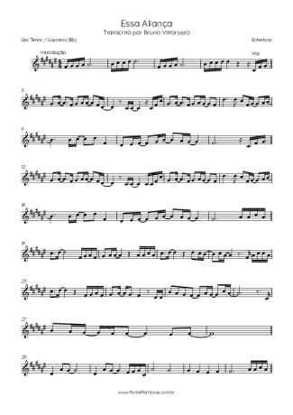 Entretons Essa Aliança score for Tenor Saxophone Soprano (Bb)