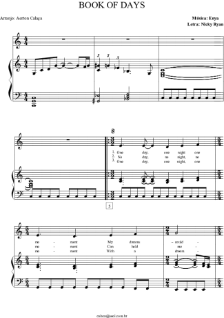 Enya Book Of Days score for Piano