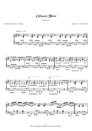 Enya Orinoco Flow score for Piano
