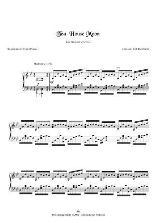 Enya Tea House Moon score for Piano
