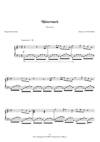 Enya  score for Piano