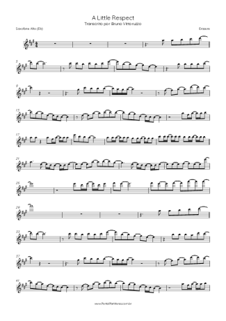 Erasure A Little Respect score for Alto Saxophone