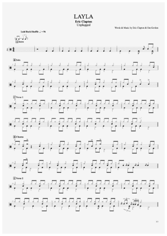 Eric Clapton Layla score for Drums