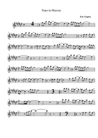 Eric Clapton Tears In Heaven score for Alto Saxophone