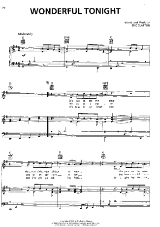 Eric Clapton Wonderful Tonight score for Piano