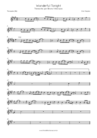 Eric Clapton Wonderful Tonight score for Trumpet