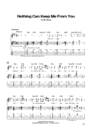 Eric Johnson Nothing Can Keep Me From You score for Guitar
