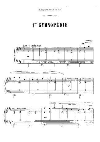 Erik Satie Gymnopédie No.1 score for Piano