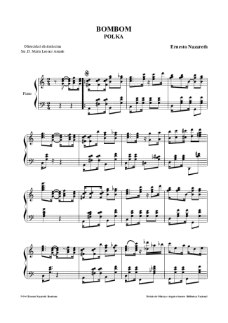 Ernesto Nazareth Bombom score for Piano