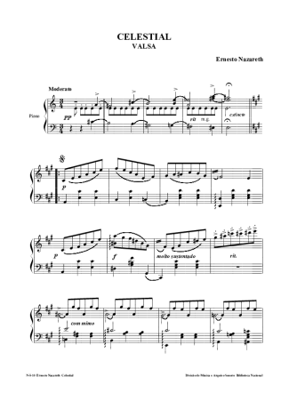 Ernesto Nazareth Celestial score for Piano