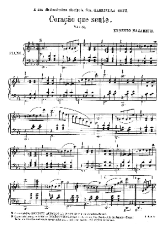 Ernesto Nazareth Coração que Sente score for Piano