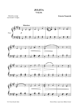 Ernesto Nazareth Julita score for Piano