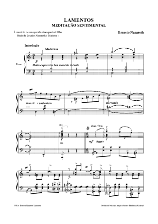 Ernesto Nazareth Lamentos score for Piano