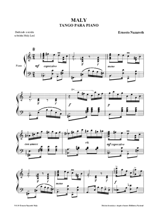 Ernesto Nazareth Maly score for Piano