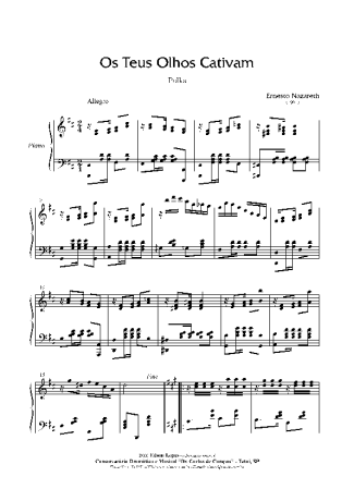 Ernesto Nazareth Os Teus Olhos Cativam score for Piano