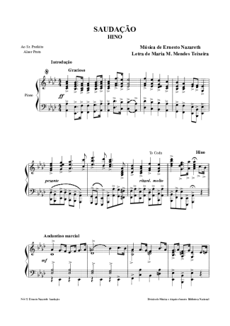 Ernesto Nazareth Saudação score for Piano